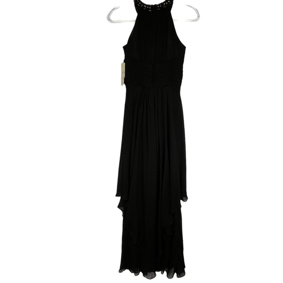 Eliza J Jeweled Collar Halter Tiered Maxi Dress Formal Gown Women 0-2 Black NWT - Picture 5 of 11